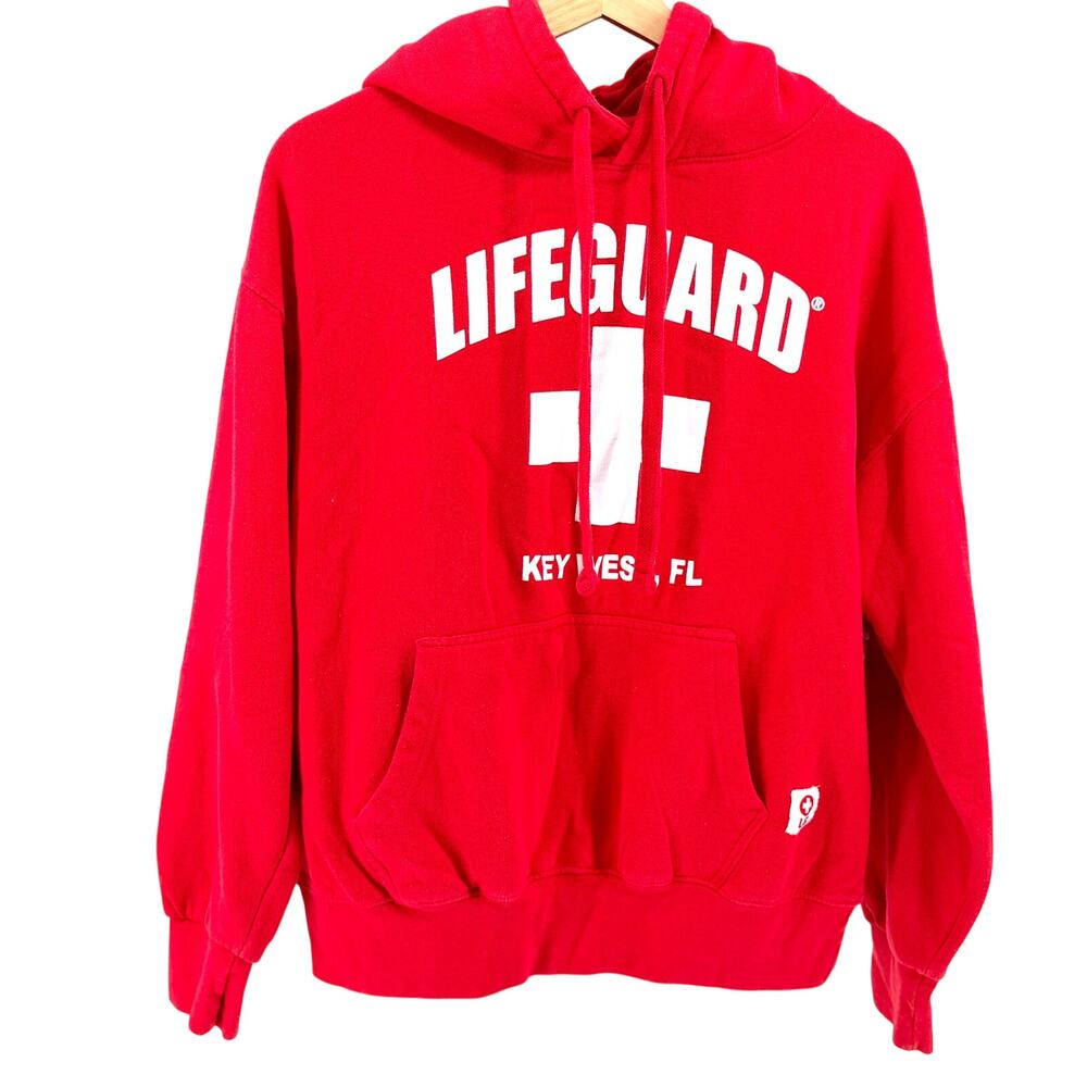 Popularity Products Red Key West Florida Lifeguard Graphic Pullover Hoodie